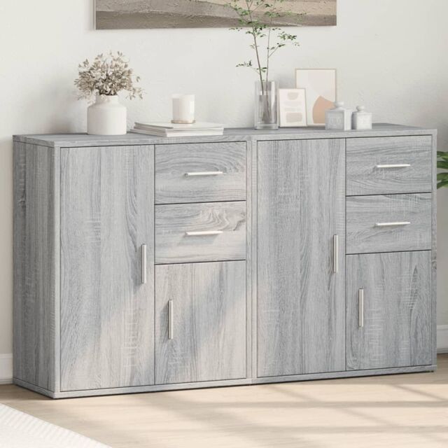 Berkfield Home Sideboards 2 pcs Grey Sonoma 60x31x70 cm Engineered Wood - Size: 60 x 31 x 70 cm - image 1