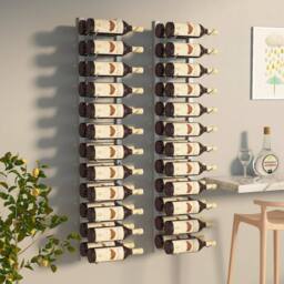 Berkfield Home Wall Mounted Wine Rack for 24 Bottles 2 pcs White Iron - thumbnail 2