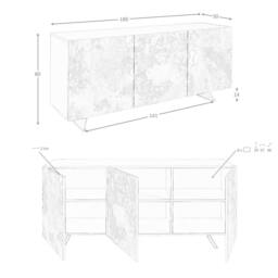 Angel Cerda Model Metallic Taupe Sideboard 180x50x80 cm, 3 Doors in Light Brown - Size: 180 x 50 x 80 cm - thumbnail 7