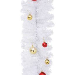Berkfield Home Christmas Garland Decorated with Baubles White 5 m - thumbnail 5