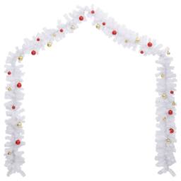 Berkfield Home Christmas Garland Decorated with Baubles White 5 m - thumbnail 3