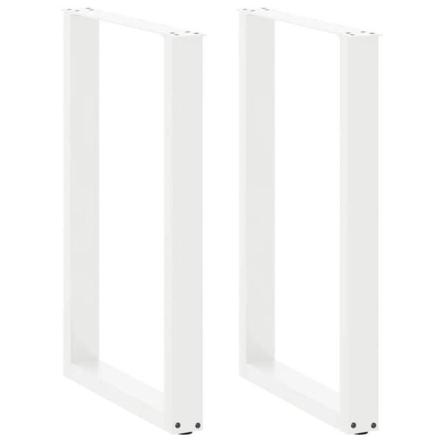 Berkfield Home Coffee Table Legs U-Shaped 2 pcs White 60x(90-91) cm Steel - image 1