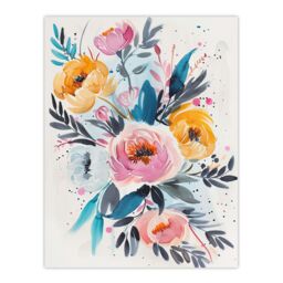 "Artery8 Elegant Peony Flower Bouquet Floral Watercolour Wall Art Print - Size: W24"" x H32""" - thumbnail 1