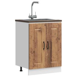 Berkfield Home Sink Base Cabinet Kalmar Old Wood 60x46x81.5 cm Engineered Wood in Brown - thumbnail 1