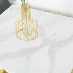 NESTLUNE Coffee Table Centre Accent Table Marble Square Bedside Table in White - Size: 100 cm x 15 cm - thumbnail 6