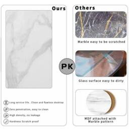 NESTLUNE Coffee Table Centre Accent Table Marble Square Bedside Table in White - Size: 100 cm x 15 cm - thumbnail 3