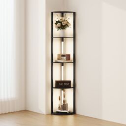 HOMCOM Corner Floor Lamp with Dimmable Warm White LED Light, for Living Room in Black - thumbnail 2