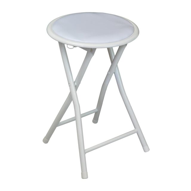 Harbour Housewares Padded Folding Stool in White - image 1