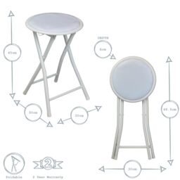 Harbour Housewares Padded Folding Stool in White - thumbnail 3