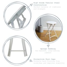 Harbour Housewares Padded Folding Stool in White - thumbnail 2