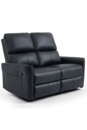 More4Homes Madrid 2 Seater Manual Air Leather Recliner Sofa in Black - thumbnail 2