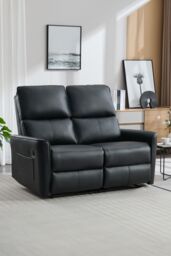 More4Homes Madrid 2 Seater Manual Air Leather Recliner Sofa in Black