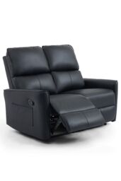 More4Homes Madrid 2 Seater Manual Air Leather Recliner Sofa in Black - thumbnail 3