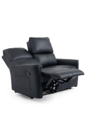 More4Homes Madrid 2 Seater Manual Air Leather Recliner Sofa in Black - thumbnail 4