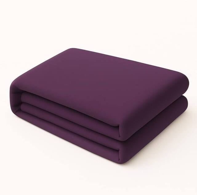Homes-Linen Plain Dyed Flat Sheet Polycotton Blend Easy Care Bed Linen in Plum - Size: Single - image 1