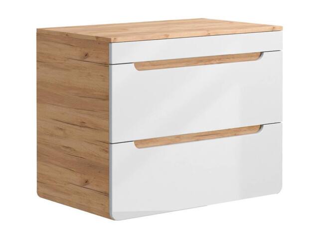 Vente-unique Suspended Vanity Unit With Shelf - 80 Cm - Light Natural & White in Light Oak - image 1