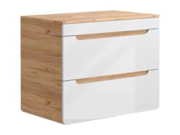 Vente-unique Suspended Vanity Unit With Shelf - 80 Cm - Light Natural & White in Light Oak - thumbnail 1