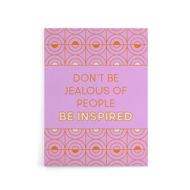 "Artery8 Don't Be Jealous Be Inspired Pink Art Deco Design Canvas Art Print - Size: W12"" x H16""" - image 1