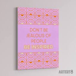 "Artery8 Don't Be Jealous Be Inspired Pink Art Deco Design Canvas Art Print - Size: W12"" x H16""" - thumbnail 2