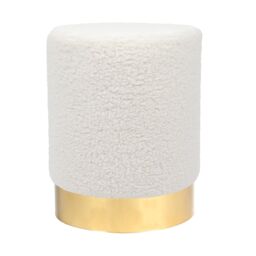 Harbour Housewares Round Boucle Pouffe - Small Luxe Ottoman Footrest Bedroom Accent Stool in Cream