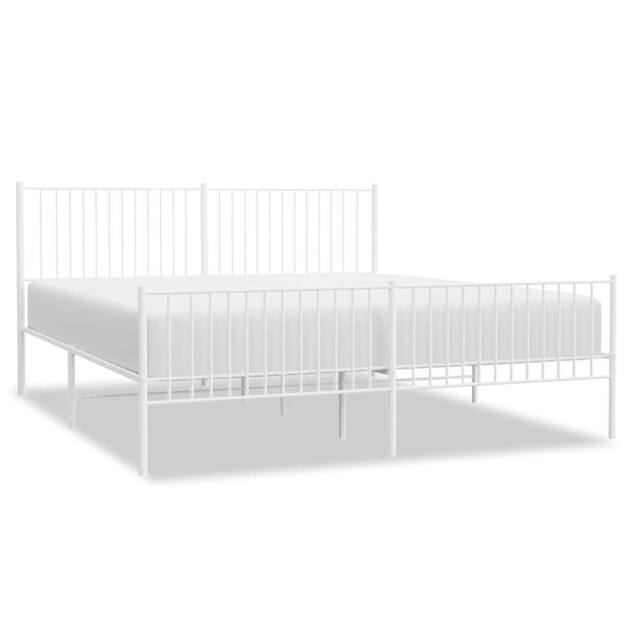 Berkfield Home Metal Bed Frame with Headboard & Footboard White 193x203 cm - image 1