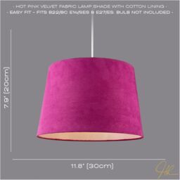 Happy Homewares Sleek Velvet Fabric 12 Inch Drum Lamp Shade with Cotton Inner in Pink - Size: 12 inches - thumbnail 6