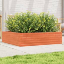 Berkfield Home Decorative Garden Planter Wax Brown 90x90x23 cm Solid Wood Pine - Size: 90 x 90 x 23 cm - thumbnail 2