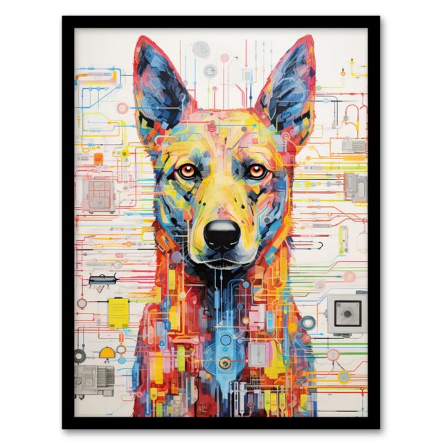 Artery8 Wall Art Print Gods Dog Blue Unclassified Robot Hybrid Secret Military Schematic Futuristic Complex Arcane Manuscript Gift For Him Man Cave - image 1
