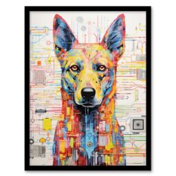 Artery8 Wall Art Print Gods Dog Blue Unclassified Robot Hybrid Secret Military Schematic Futuristic Complex Arcane Manuscript Gift For Him Man Cave - thumbnail 1