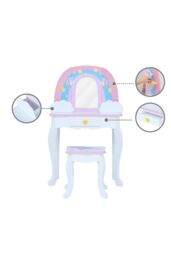 Teamson Kids Little Dreamer Rainbow Unicorn Kids Vanity Table, Pink/White in White - thumbnail 5