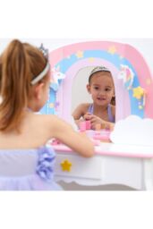 Teamson Kids Little Dreamer Rainbow Unicorn Kids Vanity Table, Pink/White in White - thumbnail 6