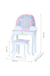 Teamson Kids Little Dreamer Rainbow Unicorn Kids Vanity Table, Pink/White in White - thumbnail 4