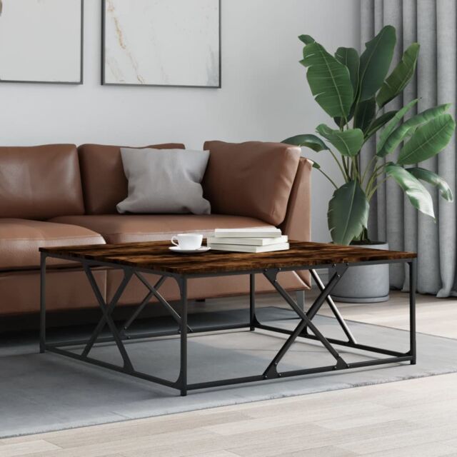 Berkfield Home Coffee Table Smoked Oak 100x100x40 cm Engineered Wood in Brown - Size: 100 x 100 x 40 cm - image 1