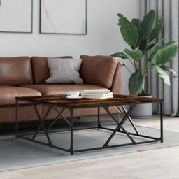 Berkfield Home Coffee Table Smoked Oak 100x100x40 cm Engineered Wood in Brown - Size: 100 x 100 x 40 cm - thumbnail 1