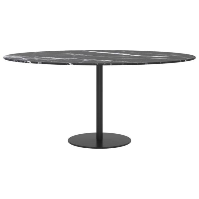 Berkfield Home Table Top Black Ã˜90x1 cm Tempered Glass with Marble Design - Size: 90x1 cm - image 1