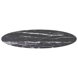 Berkfield Home Table Top Black Ã˜90x1 cm Tempered Glass with Marble Design - Size: 90x1 cm - thumbnail 3