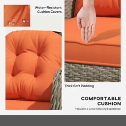 OUTSUNNY 4 Pieces Rattan Sofa Set Outdoor Conservatory Furniture with Cushions in Orange - thumbnail 5