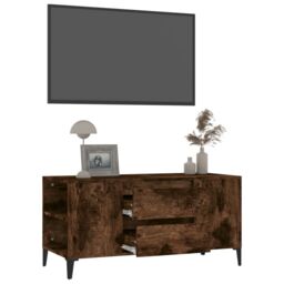 Berkfield Home TV Cabinet Smoked Oak 102x44.5x50 cm Engineered Wood in Brown - thumbnail 5