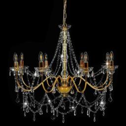 Berkfield Home Beautiful Chandelier with Beads Golden 8 x E14 Bulbs in Gold - thumbnail 4