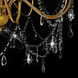 Berkfield Home Beautiful Chandelier with Beads Golden 8 x E14 Bulbs in Gold - thumbnail 7