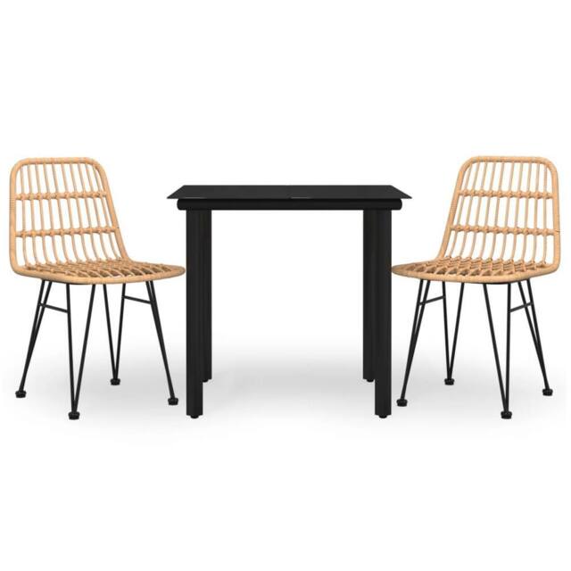 Berkfield Home 3 Piece Garden Dining Set Poly Rattan in Natural - image 1