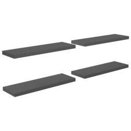 Berkfield Home Floating Wall Shelves 4 pcs High Gloss Grey 80x23.5x3.8 cm MDF - thumbnail 2