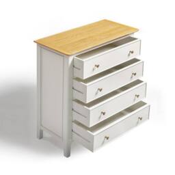 FurnitureboxUK Belle Oak Wood & Cream Chest of Drawers - thumbnail 4