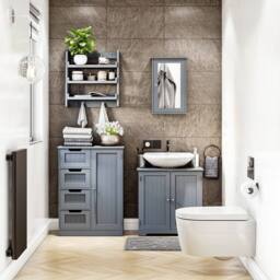 Home Discount Bath Vida Modern Mirrored Wall Cabinet 1 Door Bathroom Storage Unit in Grey - thumbnail 5