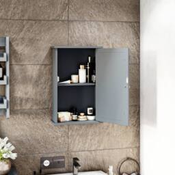 Home Discount Bath Vida Modern Mirrored Wall Cabinet 1 Door Bathroom Storage Unit in Grey - thumbnail 4
