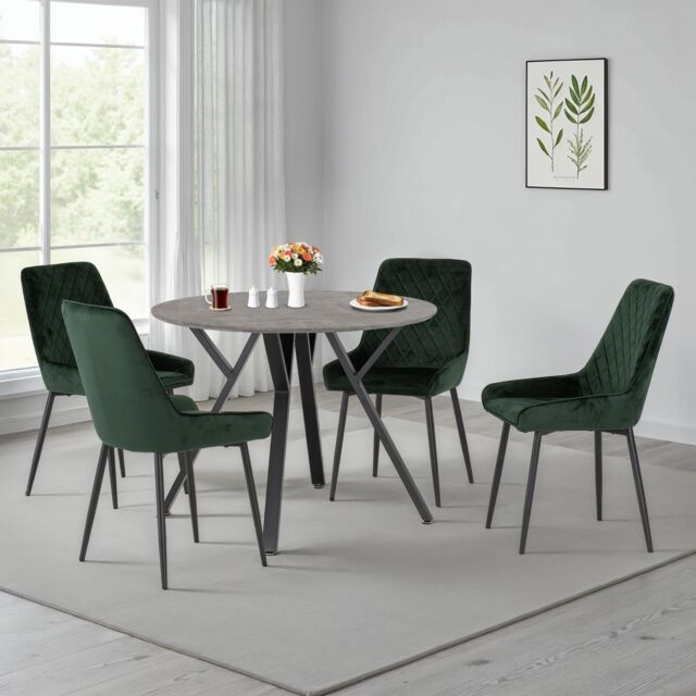 Seconique Athens Round Dining Set with Avery Chairs in Green - image 1