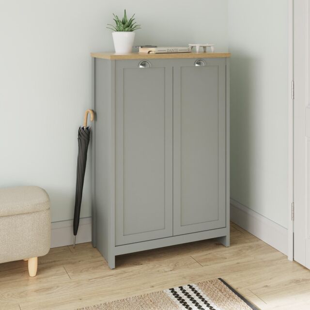 GFW Lancaster 2 Door Shoe Cabinet in Grey - image 1