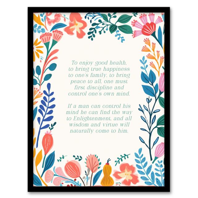 Artery8 Wall Art Print Find the Way to Enlightenment Buddhist Mindfulness Quote Framed Art - Size: A4 - image 1
