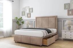 "Sloomy Lancaster Naples Divan Base 4 Drawers-54"" Headboard & 12"" Footboard in Light Brown - Size: King" - thumbnail 4