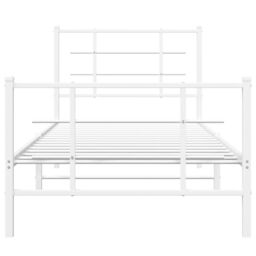 Berkfield Home Metal Bed Frame without Mattress with Footboard White 90x190cm - Size: 90x190 cm - thumbnail 5